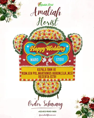 Karangan Papan Bunga Pernikahan di Cisempur